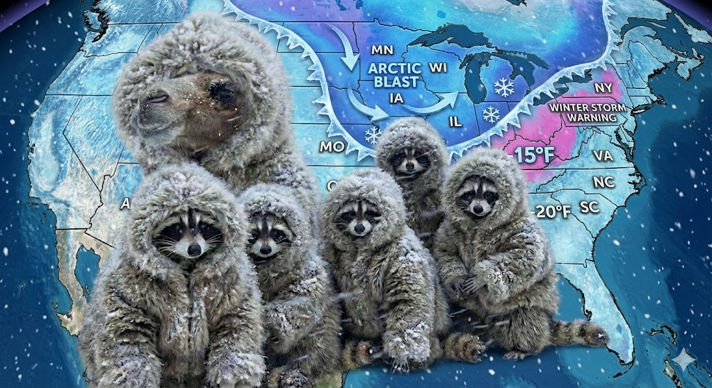 Mr. Camel and his raccoon buddies are preparing for the arctic blast imminently approaching the midwest. Stay warm out there people. Happy Hump Day!
