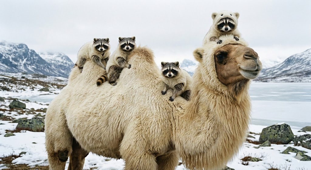 Mr Camel and his band of furry bandits are ringing in the new year with an ice-cold dip. Brrr-illiant. Happy Hump Day!