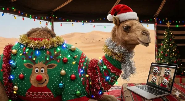 Ugly sweaters, spiked eggnog, and a conga line of raccoons. Today Mr. Camel is putting on a virtual holiday party for all of his best trash panda friends. Happy Hump Day!