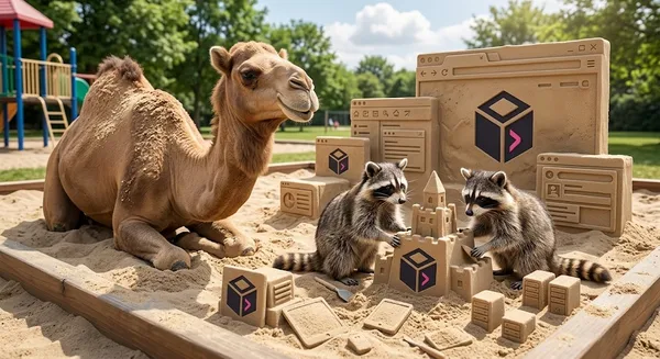 This afternoon Mr. Camel and his raccoon buddies are playing in our new Craft Sandbox. Happy Hump Day!
