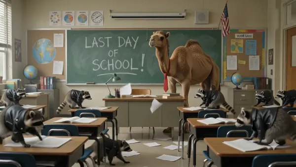 School's out for summer and Mr. Camel's students are running amok again! Thanks to Gemini's updated video capabilities we get a peek at the action. Happy Hump Day!